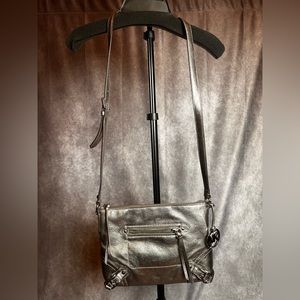 MICHAEL KORS SILVER LEATHER CROSSBODY BAG